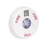 Eaton Eluxa 24V Ceiling Horn Strobe, "FIRE" Lettering - White