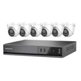 Color Night Vision (CNV) Video Surveillance Kit, 8 Channel NVR (x 1) + 5 MP Ball Cameras (x 6)