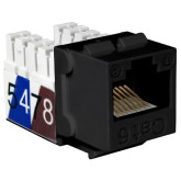 CAT6 Slim-Style 90 Degree Keystone Jack, 8P8C Black