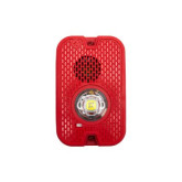 L-Series Outdoor Wall-Mount LED Horn Strobe - Red, Marked "FIRE"
