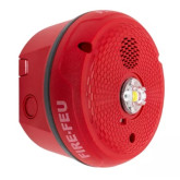 L-Series Outdoor LED Ceiling Mount Horn Strobe - Red, Marked "FIRE"