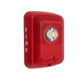 L-Series Indoor LED Wall-Mount Speaker Strobe - Red, Marked "FIRE"