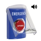 Turn to Reset Emergency STOPPER&reg; Station Button, Shield with Sound - Spanish